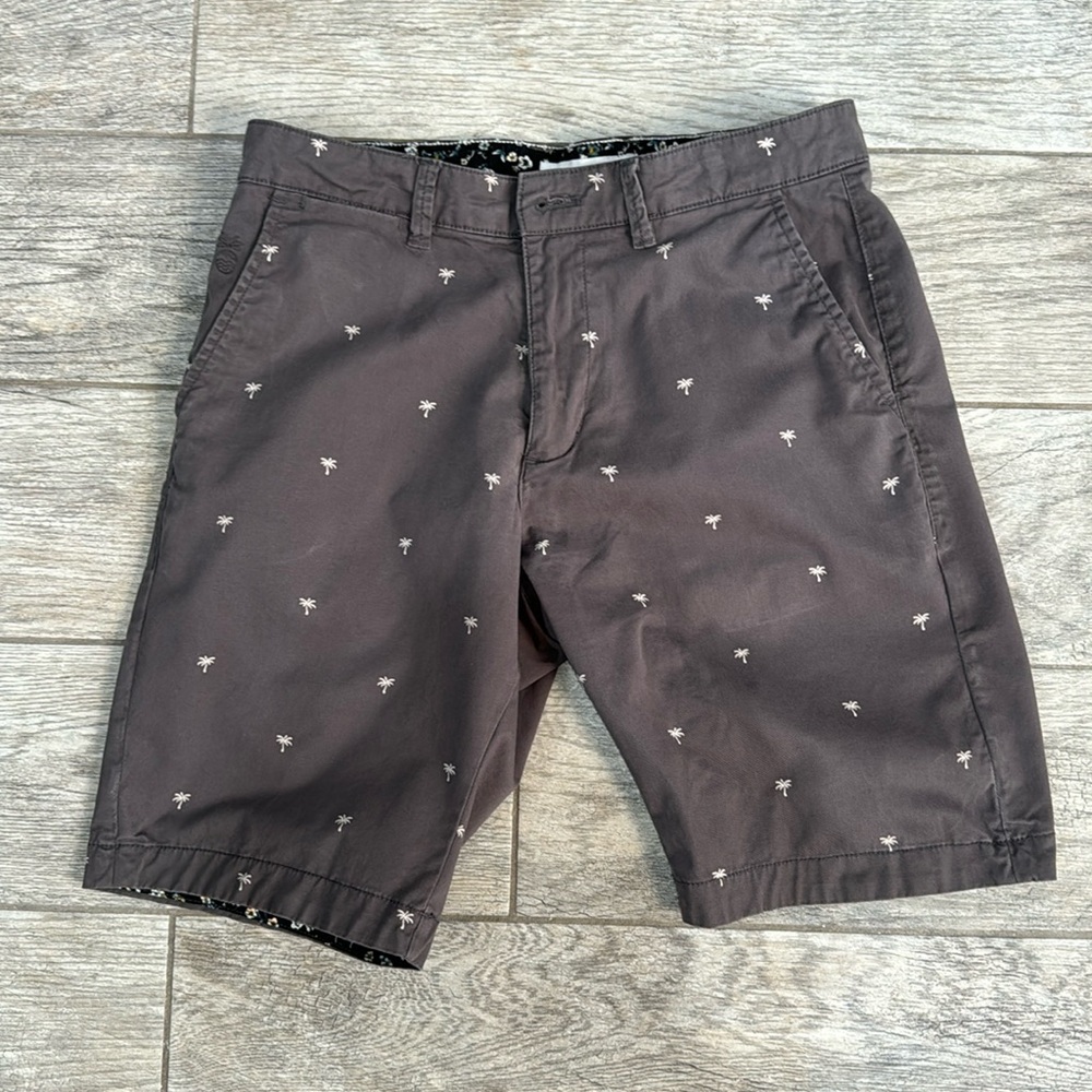 Mens Denim & Flower Palm Tree Pattern Shorts Size 29